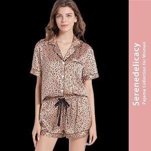 Serene Delicacy Tan Leopard Print‎ Pajama Set, Size XL, MSRP $25